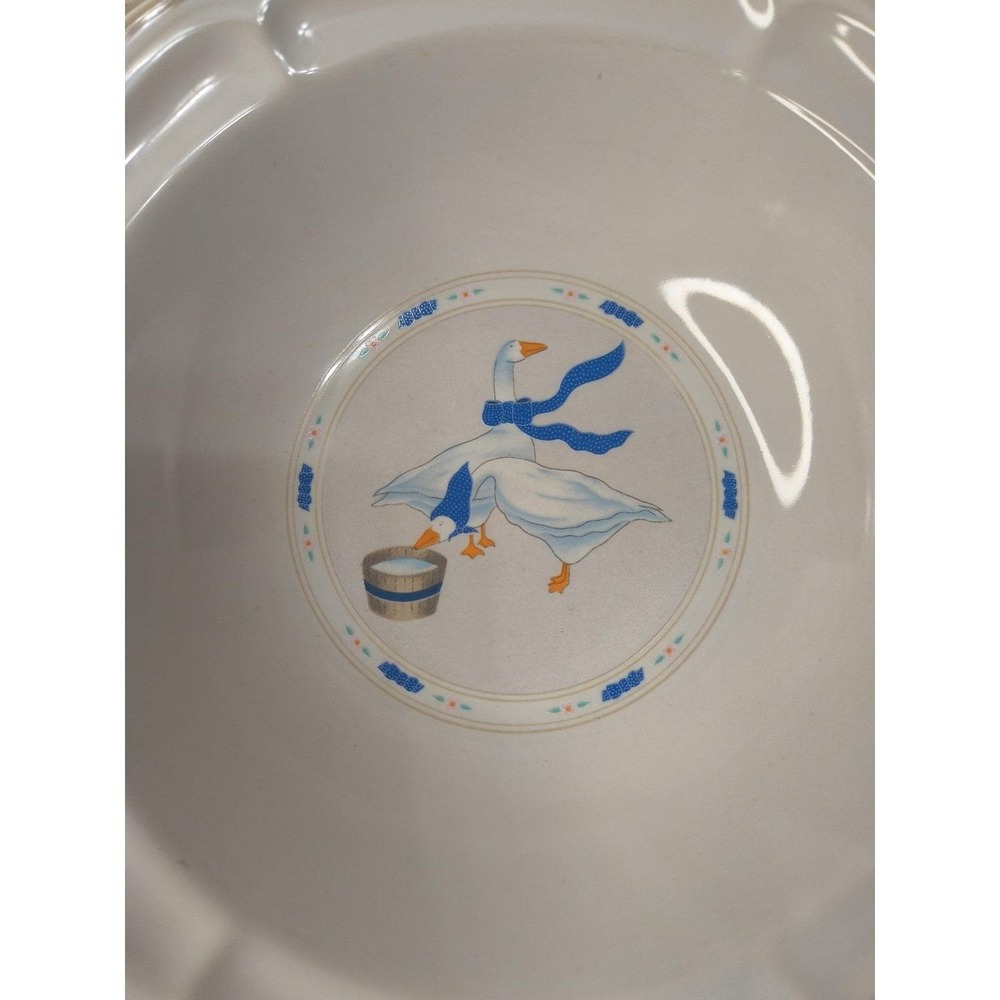 VTG 87' Newcor Stoneware 4-Soup Bowls Countryside/BlueGeese/Cottagecore DISCON..